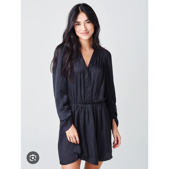 Zadig & Voltaire Dresses & Skirts - Zadig & Voltaire Womens Designer Navy Blue Satin Reveal Stain Dress Large